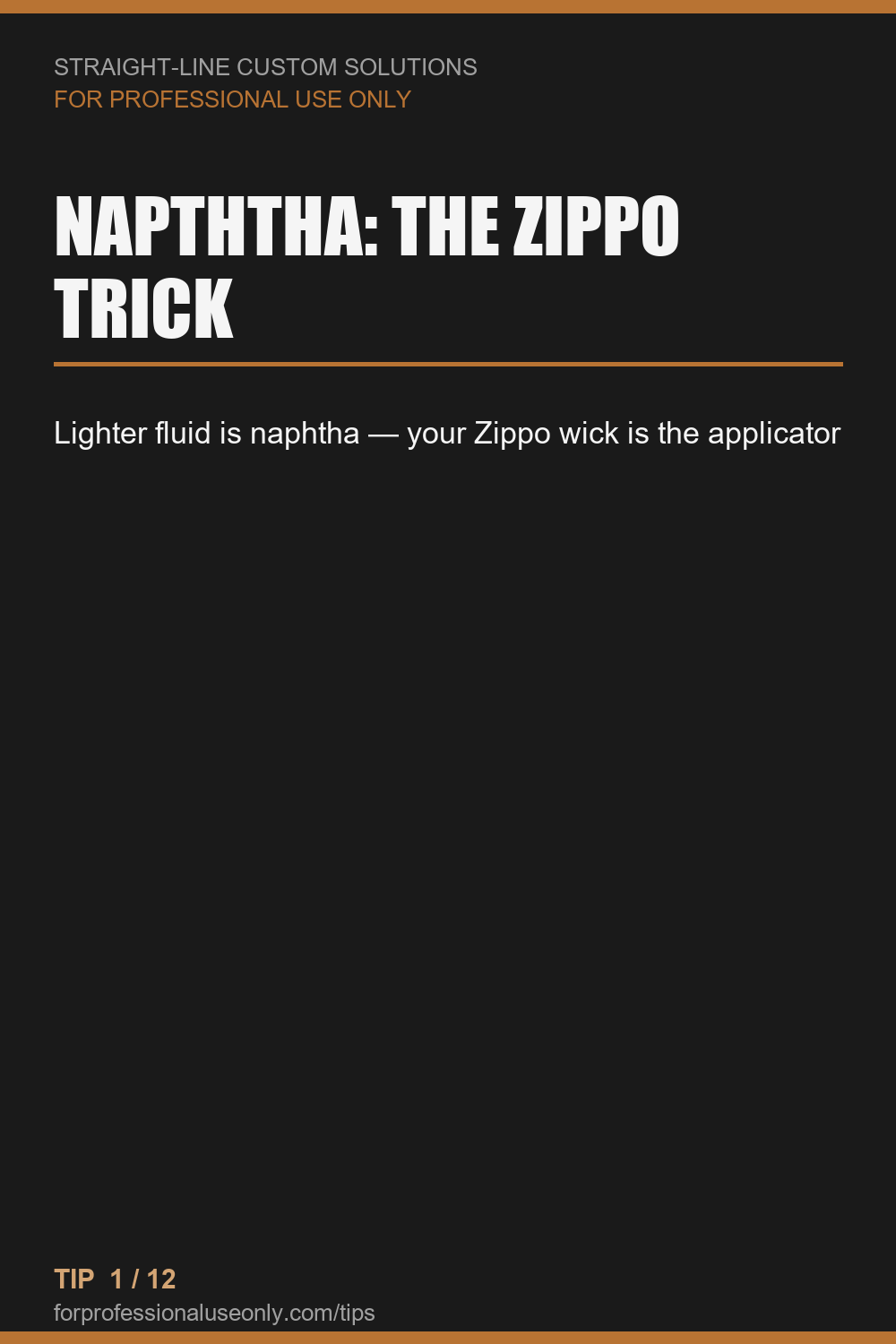 Lighter fluid is naphtha — your Zippo wick is the applicator
