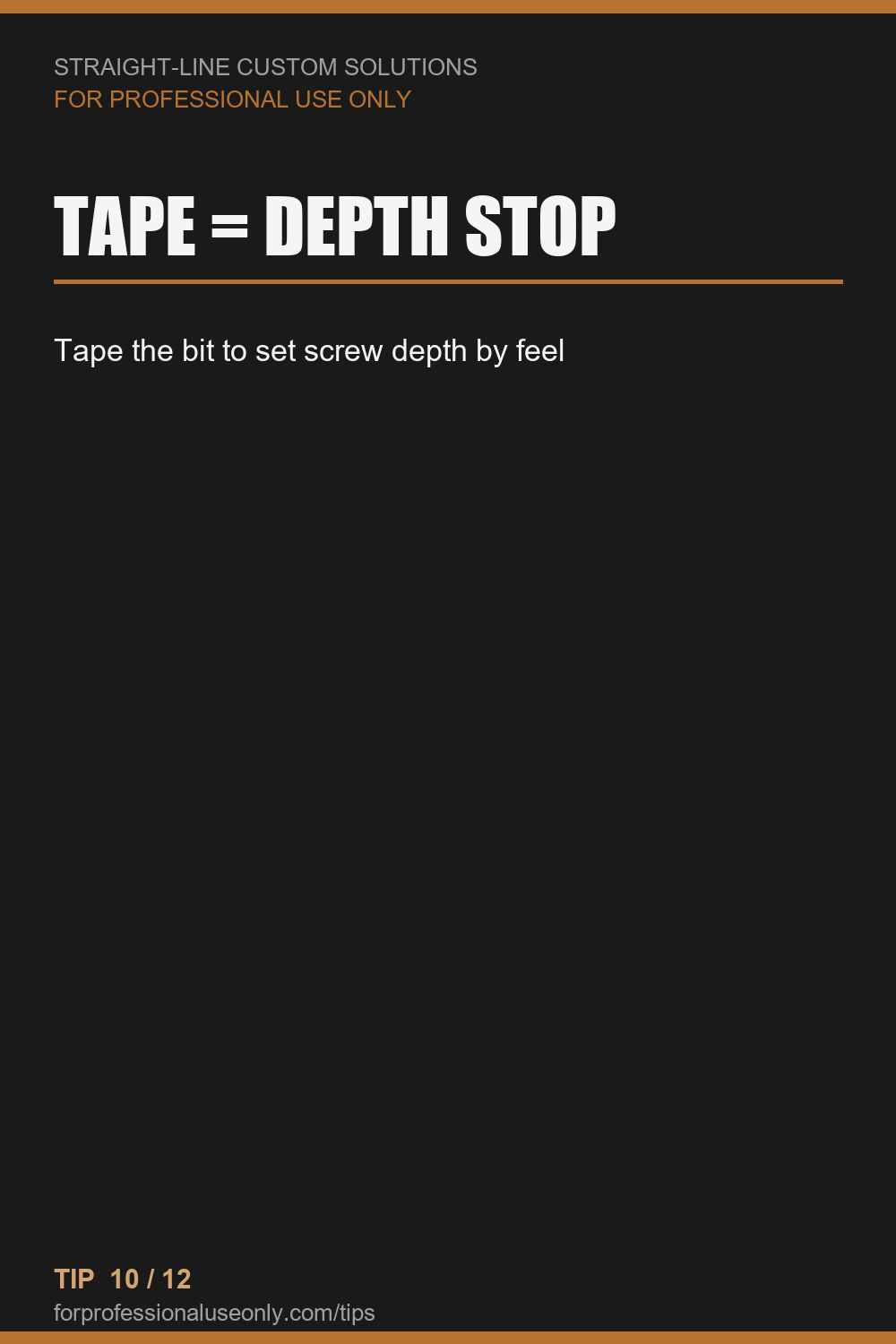 Tape the bit to set screw depth by feel